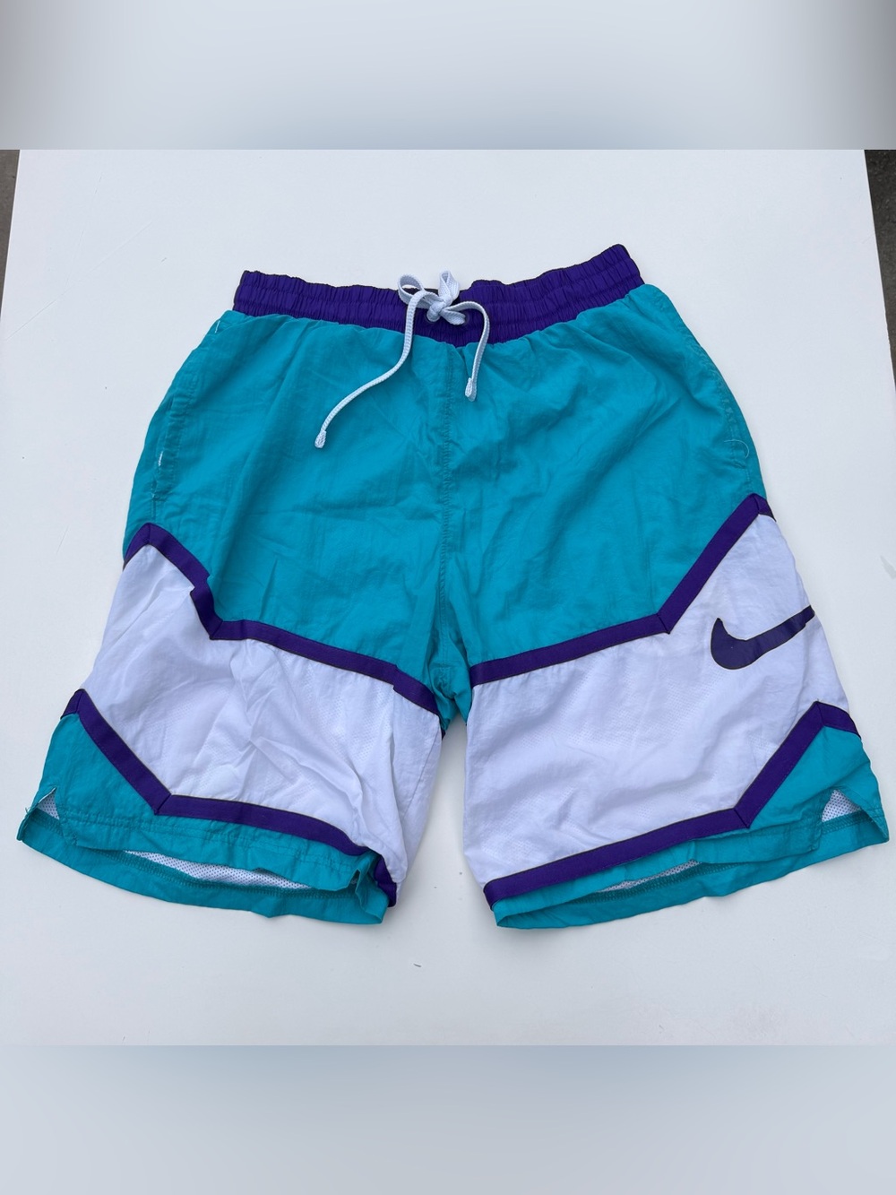 Nike Vintage Turquoise & Purple Mesh Athletic Shorts